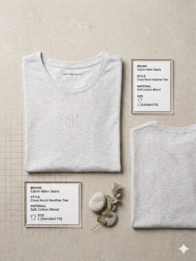 Calvin Klein Jeans Light Heather Gray Crew Neck Tee